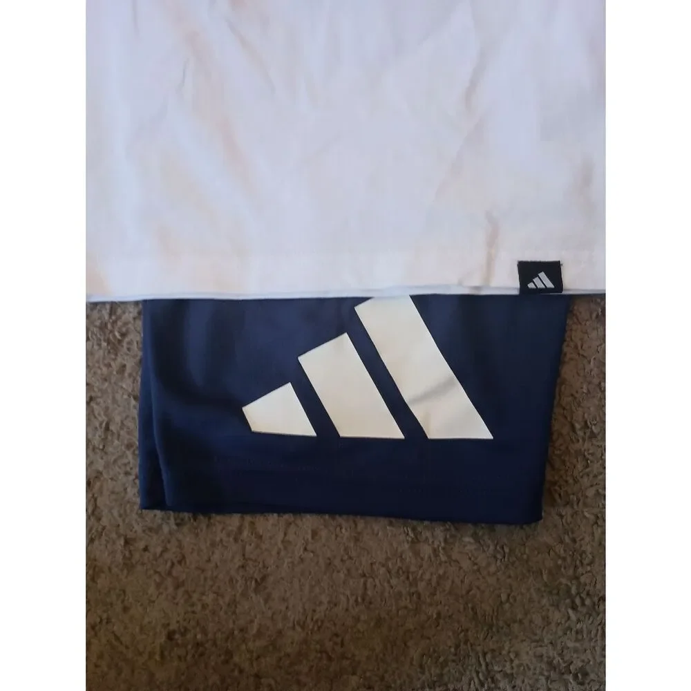 Adidas Boys Sports Short Set White/Blue Multiple Sizes  BRAND NEW WITH TAGS